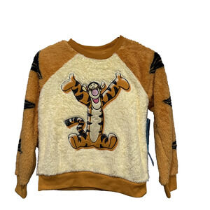 Disney Tigger Fleece Pajama Top Winnie the Pooh Kids 7/8 Snug Fit Orange